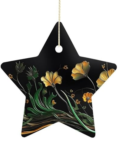 2024 Weihnachten Keramik Hängende Ornament Stern Doppelseitig Weihnachtsbaum Dekorationen mit Goldseil Weihnachtsanhänger für Feiertagsparty Neujahr Dekoration