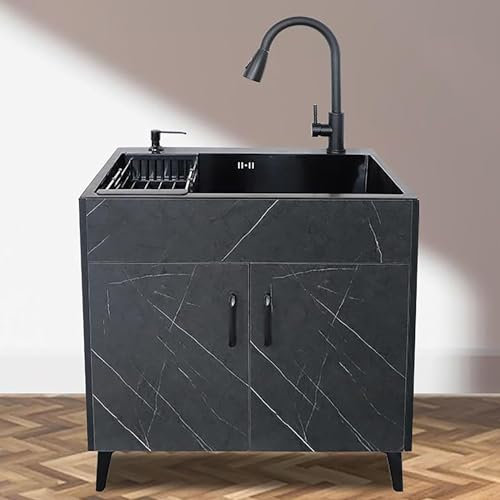 Évier à linge autoportant de qualité commerciale avec robinet d'évier en acier inoxydable et meuble d'évier de cuisine, parfait pour une utilisation en intérieur et en extérieur