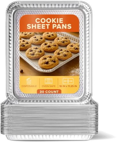 Stock Your Home Aluminum Pans Cookie Sheet Baking Pans (30 Pack) Disposable Foil Trays - Reusable and Durable Nonstick Baking Sheets – Cookie Sheet Pans