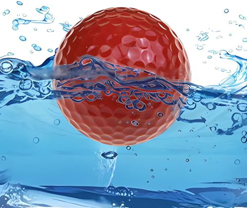 6 bunte Übungsgolfbälle, Wasserschwimmer, Schwimmball, Teich- oder See-Range-Golfball, ca. 10 % davon sitzen über Wasser (rot)
