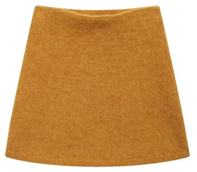 Einfarbiger Vintage-Anzug für Damen, kurzärmelig, Rundhalsausschnitt, Minirock, Strickset, Rock, S