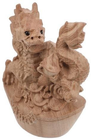 HOMSFOU Holz Drachenfigur Geschnitzte Miniatur Drachen Statue Dekoration Ornament Für Schreibtisch Haus Büro Einrichtung