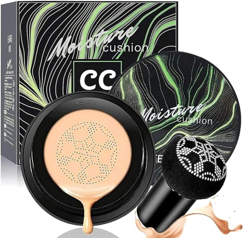Mushroom Head Air Cushion CC Cream Foundation, feuchtigkeitsspendende & langanhaltende Concealer Makeup Base, Full Coverage BB Cream (Buff Beige, 04)