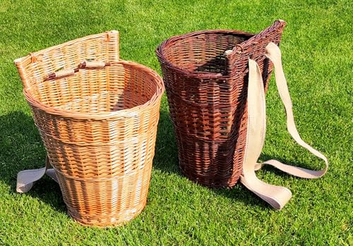 Rückentragekorb aus Weide – Handgeflochten & ergonomisch – Natur oder lackiert – 60x44x37 cm – Jutegurte – Holzkorb, Pilzkorb, Deko, Mittelalter, Garten WIKLER