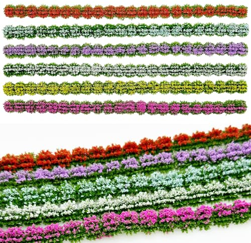 Attuslla 6 Stück Static Grass Tuft DIY Miniatur Blume Cluster Flower Cluster für Modelleisenbahn Landschaft DIY Miniatur