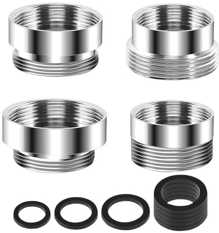 QZKJQDD 4 Pcs Faucet Adapter Kit, Durable Tap Aerator for Kitchen Sink, Tap Aerator 4 Sizes for Connecting Garden Hose, Male & Female M22 Sink Faucet Adapter Set, with Gasket