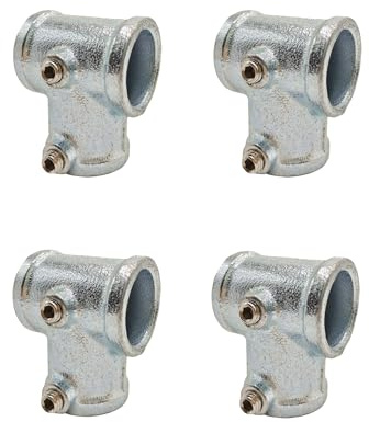 4Pcs Galvanized Pipe Fittings Single Socket Tee Steel Pipe Pipe Clamps Fits 1 Inch (25.4 mm) OD Pipe,Single Socket Tee Pipe Fitting Rail Connector Fit for 90° Butt Joint Between Two Pipes