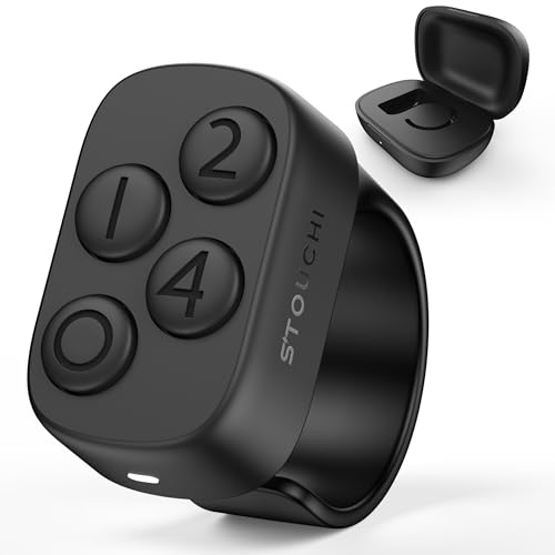 Stouchi Anki Fernbedienung Ring – Bluetooth Finger-Controller für Anki, Kein Setup Kein Remapping, 140H Ladecase, Kompatibel mit Windows, Mac, iPad, iOS & Android