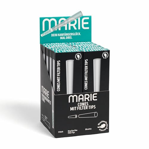 MARIE® Cones mit Tips 10 x 3 Cones | Vorgedrehte Hülsen mit Filtertips | Pre Rolled Cones | 30 Konische Tubes mit Filter