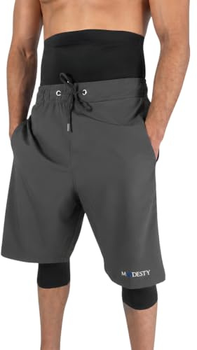 Modesty Långa Badshorts Herr med Kompressionstights Snabbtorkande UV Skydd Islamiska Awrah