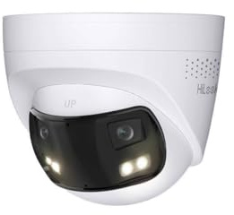 HiLook PoE Überwachungskamera aussen 4K 8MP 180 Grad ohne WLAN Nachtsicht | Panorama-Sichtfeld, App-Zugriff, Netzwerkkabel-Betrieb, Smart Hybrid Light und Einsatz im Außenbereich