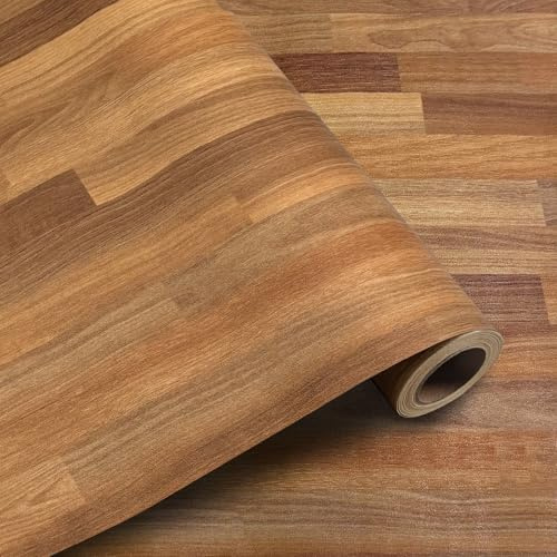 Shackcom PVC Bodenbelag Selbstklebende 1.2m², Holzoptik Vinylboden Bodenfliesen, Verdickende Bodenaufkleber für Schlafzimmer, Wohnzimmer, Küche, DIY Zuschneidbar Vinyl-Fußböden 40x300 cm