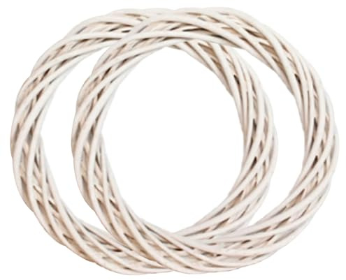 Gcroet Ghirlanda di Vite da 2 Pezzi, Forma di Ghirlanda Bianca da 8 Pollici Forma Base di di Vite in Rattan per Decorazioni Natalizie per Porte e finestre..