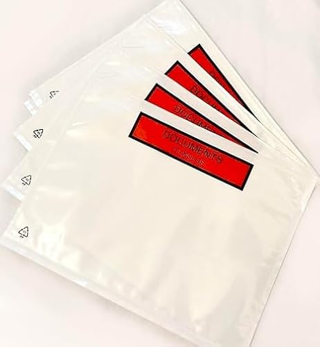 200 X A5 Printed Document Enclosed Wallet (235 x 180 mm) | Peel & Seal Clear Plastic Envelopes/Sleeves/Pockets/Wallets | Attach Invoices, Packing Lists & Delivery Notes to Parcels