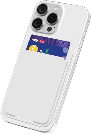 oakxco Phone Pocket Stick On, Matte Secure Phone Card Holder Plastic, Slim Thin Adhesive Card Holder Sleeve ID Credit Card, Compatible with iPhone Samsung Pixel, White