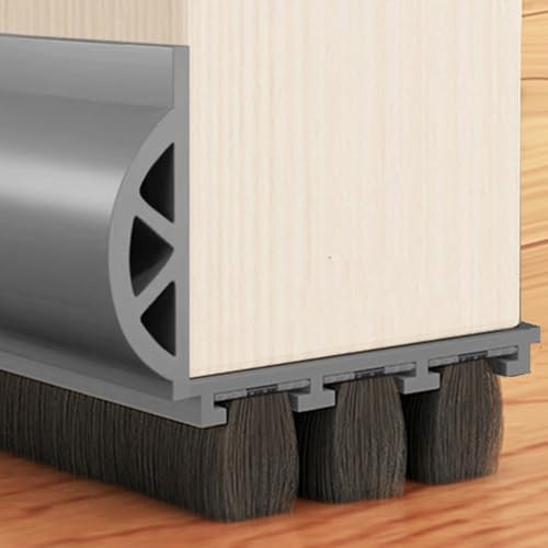 ZYXQQJ Tope De Corrientes De Aire Para Puerta Con Cepillo 90cm Marrón/Blanco Escobilla Puerta De Entrada Para La Parte Inferior De Puertas Exteriores Interiores(Grey,1 PACK)