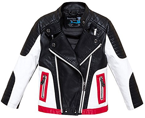 BUDERMMY Boys Leather Motorcycle Pilot Jackets Toddler Coats Black Size 11