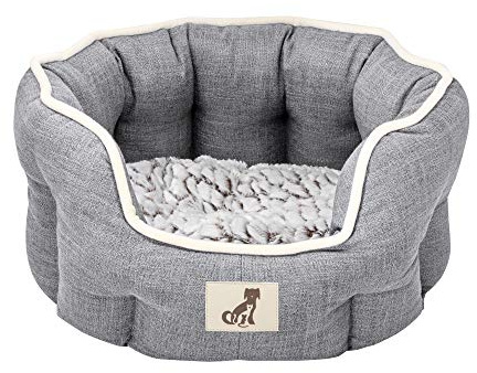 allpetsolutions Alfie Dog Bed – Warm Fleece-Lined Machine-Washable Bed with Raised Rim, Grey (Medium)