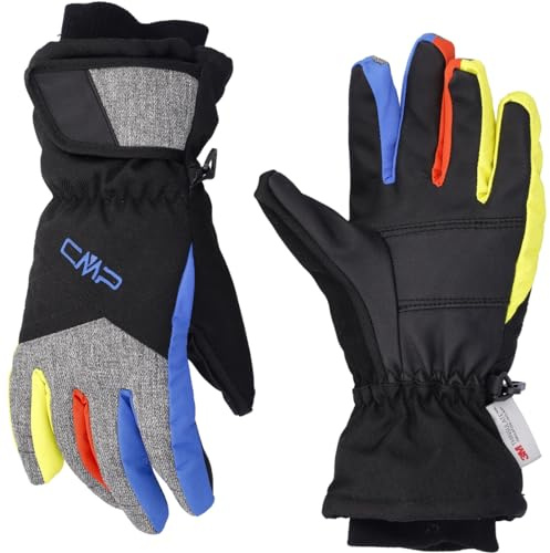 CMP - Guanti da sci in twill per bambini, Nero-Royal-Limeade, 5