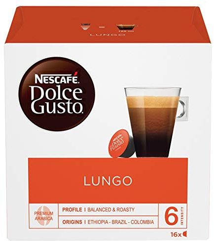 Nescafé Dolce Gusto Lungo Coffee 16 Pods | Multipack of 3 | 48 capsules total; long coffee servings compatible with Dolce Gusto machines