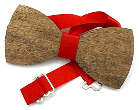 LASERO' Pajarita de Madera Ajustable - Pajaritas Accesorios Hombre Originales - Regalos oara Hombres Jovenes y Pajaritas Niño - Rojo