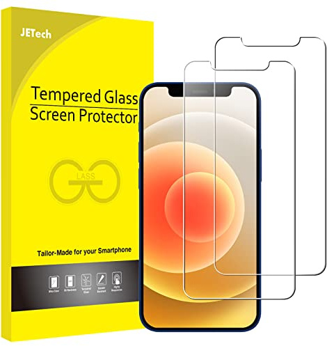 JETech Protection d'Écran pour iPhone 12/12 Pro 6,1 Pouces, Film en Verre Trempé, Lot de 2