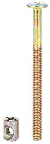 M6 Möbelschraube 40 mm/ 60 mm/ 80 mm/ 90 mm/ 100 mm, 10 Stück Verbindungsschraube aus Verzinktem Kohlenstoffstahl mit Zylindermuttern, Dübelmuttern, Steckerhalterung(80mm)