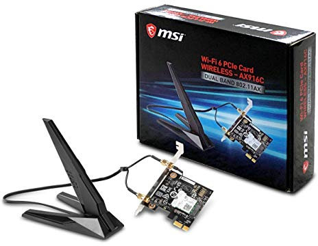 MSI Dual Band AX 200 WiFi 6 Bluetooth 5.0 de Largo Alcance inalámbrico MU-MIMO PCIe Tarjeta Adaptador de Red (AX916C)