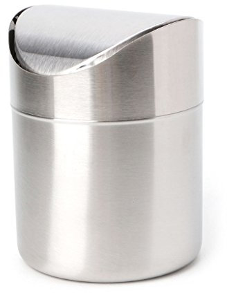 Mini poubelle avec couvercle, petite poubelle de bureau pour bureau, salle de bain, cuisine 1,5 l