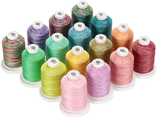 New brothread 16 Multi Farben Mehrzweck 100% Mercerisierte Baumwollfaden 30WT (50S/3) 600M zum Quilten, Nähen und Sticken