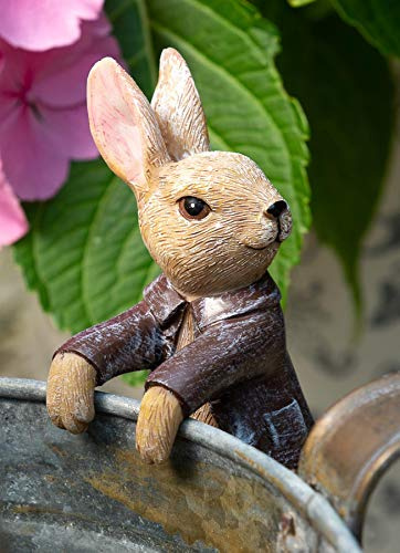Pot Buddies Beatrix Potter Benjamin Bunny Figur Blumentopf Aufhänger – Handgefertigte Gartendekoration – Dekorative Blumentopffigur
