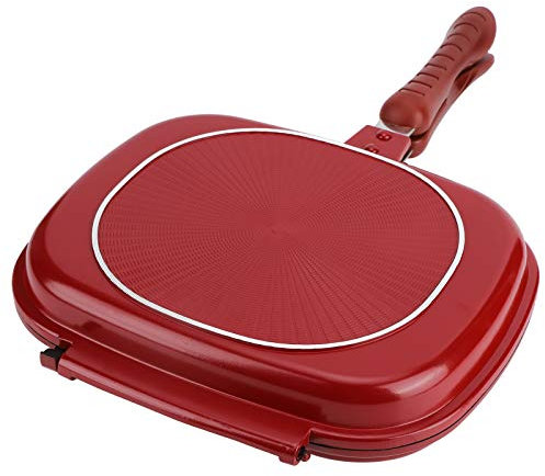 Estink Poêle à Frire Double Face 28cm Poêle Carrée Rouge En Alliage D'aluminium Omelette Pan Maison Cuisine Fournitures De Cuisine