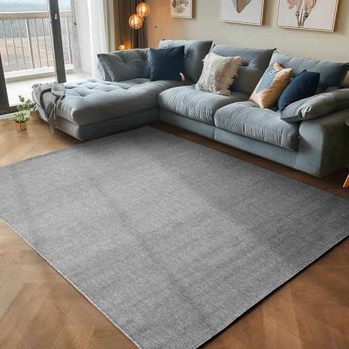 Carpettex Wohnzimmer Teppich - Kurzflor Modern Einfarbig 160 x 230 cm Grau - Waschbar Extra Weich Flauschig für Küche, Schlafzimmer, Kinderzimmer, Esszimmer, Flur
