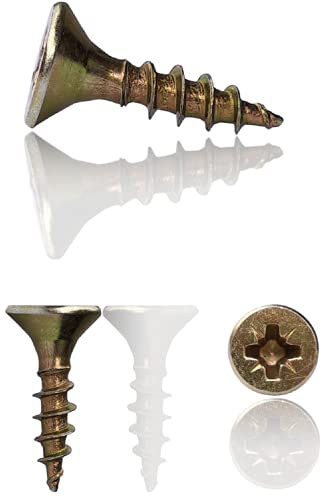 Wood Screws Zinc Plated Yellow Long 0.5 inch M4 (0.16x0.63) 4.0 x 16mm Box Of 250pcs