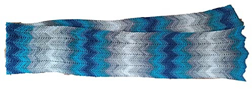 Wollschal XXL ca. 175 x 18 cm Schal handgestrickt Farbverlauf handgestrickt Zick-Zack Zackenmuster