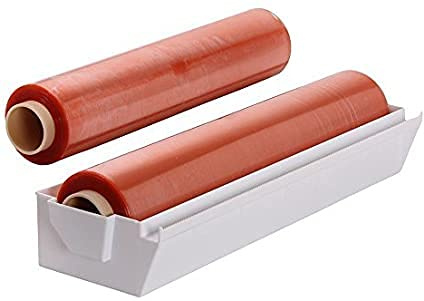 Kit avec dévidoir en plastique avec lame scie et 2 rouleaux de film alimentaire 30cmx500m