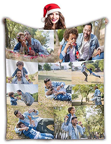 Gudina personalisierte Decke Fotodecke mit Eigenem Foto Name/extra weiche und gemütliche Sofadecke/personalisiertes Fotogeschenk/Decke mit Collage/Multiple Colors to Choose from-80cmX120cm