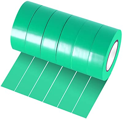 Xrkuu 6 Rollen grünes Isolierband, 18 mm x 10 m, PVC-Isolierband, wasserdicht, stark klebend, für Draht-Projekte, Isolieren und Reparieren von gebrochenen Drähten