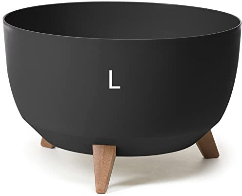 MELTOM Vaso da fiori con piedini in plastica, rotondo, con inserto per erbe aromatiche (nero, L - 40 cm)