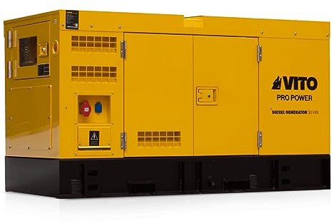 VITO Silent 30kVA - 54dB LpA Diesel/Heizöl** AVR Generator 26kw max. ATS automatisches Netzausfall-Start 400v 4-Zyl 1500 U/min Wasserkühlung (30kVA 400v)