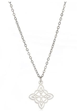 unift Collana di Nodi Delle Streghe per le Donne in Acciaio Inox Irlandese a 4 Punte Ciondolo Nodo Celtico Moda Charm Magick Gioielli (Argento)