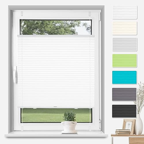 TFSKY Plissee Klemmfix ohne Bohren Weiß B85 x H200 cm, Plisseerollo Jalousie Lichtdurchlässig Faltrollo Easyfix Sonnenschutz und Sichtschutz für Fenster & Tür