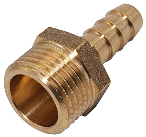 SKIR'CO 1 pc Male Thread Barb Brass Fitting 1/2 x 10 mm, Hose Barbed Adapter, Hose Tail Connector, BSP Thread