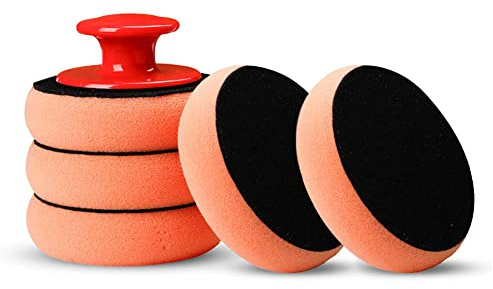 Spugna per auto - Kit spugna per mani con manico ergonomico - tamponi spugna per lucidatura per auto, camion, casa, vetro, pulizia