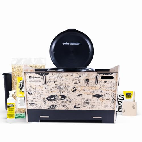 Goldeimer »Premium« Trockentoilette aus Holz und recyceltem Kunststoff - Rundum-Sorglos-Paket