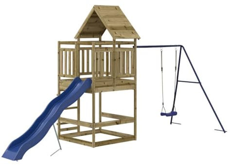 vidaXL Spielturm, Klettergerüst mit Rutsche Schaukel, Kinder Kletterturm mit Sandkasten, Spiel-Zubehör für Garten, Spielgeräte Spielplatz, Imprägniertes Kiefernholz