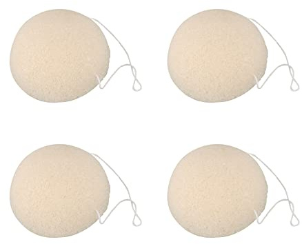 GROCKSTR Lot de 4 éponges nettoyantes Konjac naturelles pour le visage - Blanc