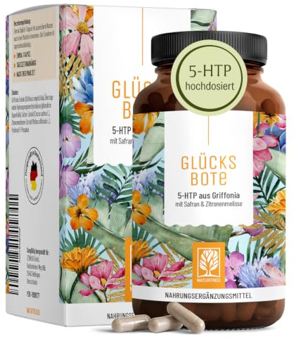 NATURTREU® 5-HTP Komplex vegan - Kapseln mit 100mg 5-HTP aus Griffonia | Safran, Zitronenmelisse & Vitamin B6 – hochdosiert, ohne Zusatzstoffe – Stimmungskapseln