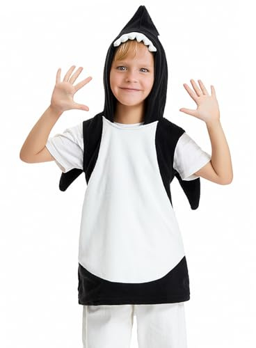 Kids Animal Costumes Unisex Fleece Hooded Vest Cute Halloween Outfits Cosplay Costume for Boys Girls (3-4 Years, Shark)