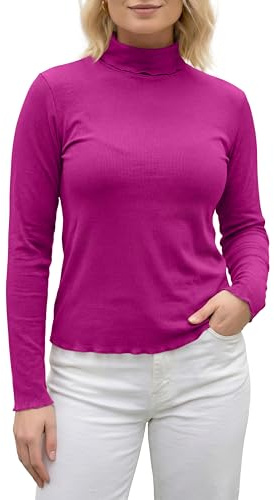 Love My Fashions® Ribbed Polo Neck Jumpers for Women UK Long Sleeve T Shirt for Ladies Casual Wear Roll Neck Top for Women
